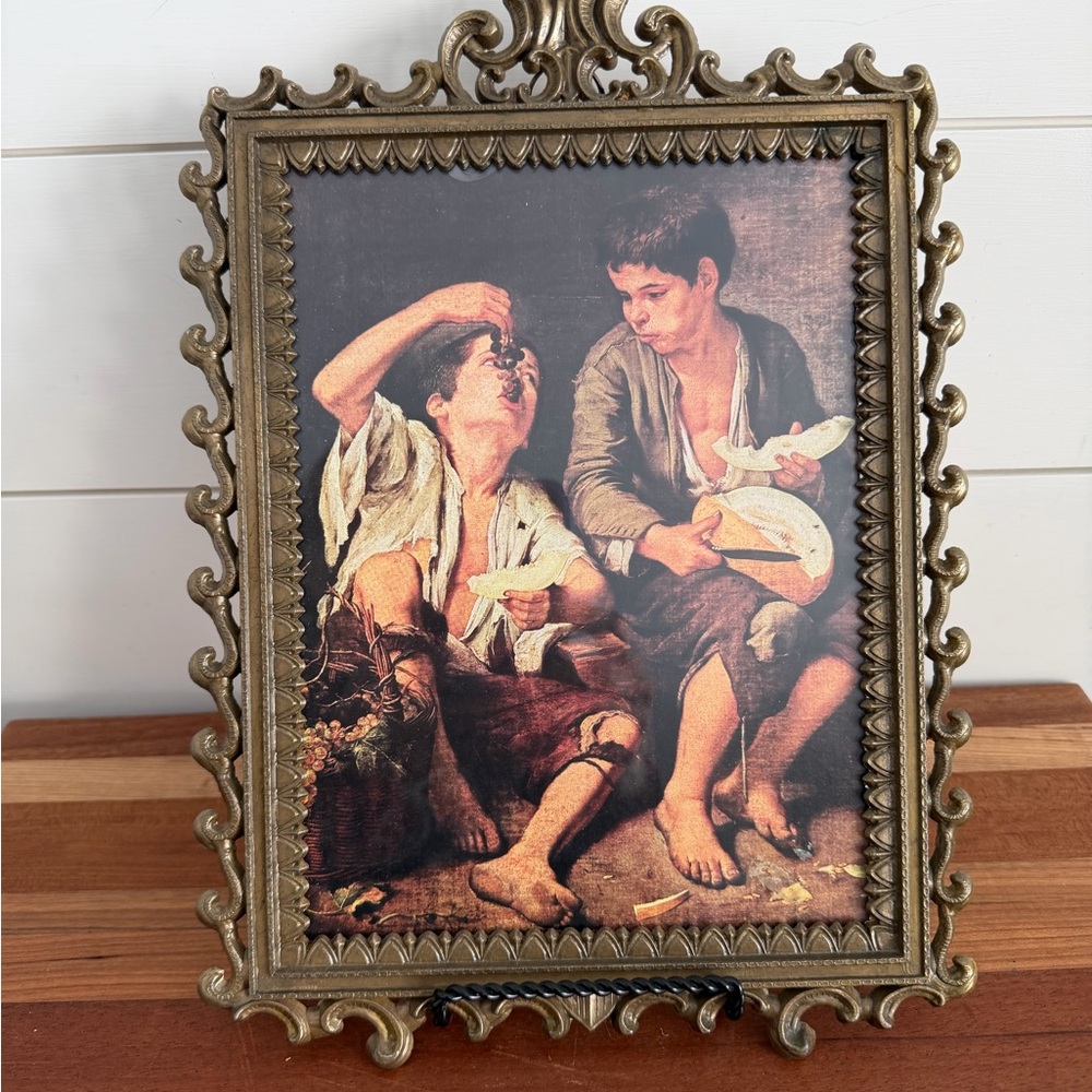 Vintage Italian Frame Boys Eating Fruit Bartolome Esteban Murillo